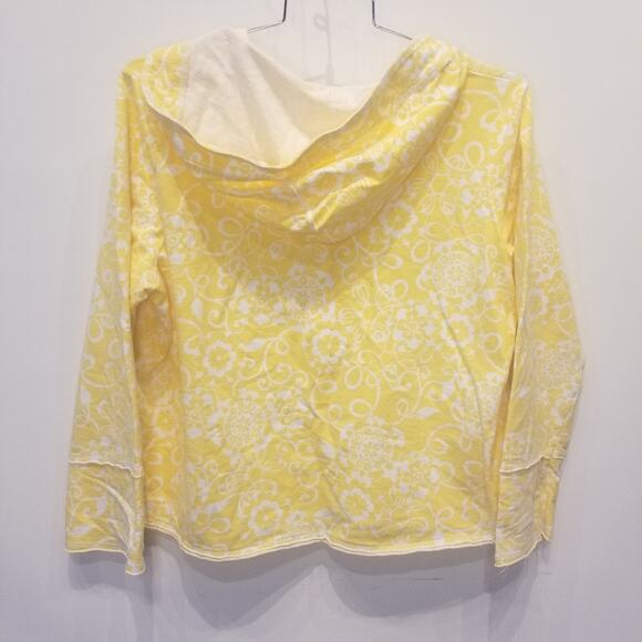 Yellow Cotton Hooded Yellow and White Pullover Sweatshirt Comfortable Size XL - Picture 4 of 8